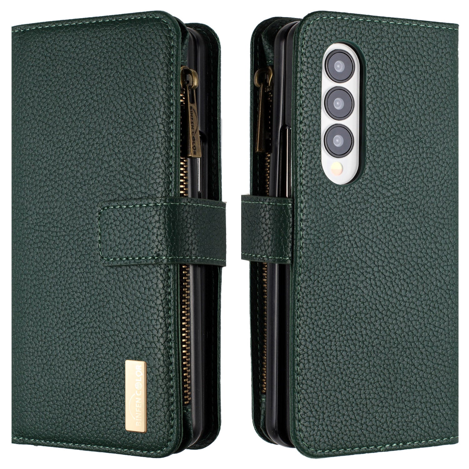 BINFEN COLOR kapsa na zip PU kožené pouzdro pro Samsung Galaxy Z Fold4 5G stojánek na peněženku Litchi Texture Kryt telefonu BINFEN COLOR kapsa na zip PU kožené pouzdro pro Samsung Galaxy Z Fold4 5G stojánek na peněženku Litchi Texture Kryt telefonu